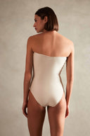 Deco Solid Off White Strapless Swimsuit Back