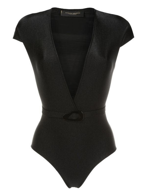 Deco Solid V-Neck Buckle Swimsuit Product