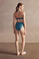Demi Pois Blue High-Waisted Bikini Back