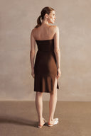 Demi Pois Coffee Midi Dress Back