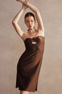 Demi Pois Coffee Midi Dress Detail
