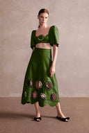 Grand Pois Green Midi Skirt Front