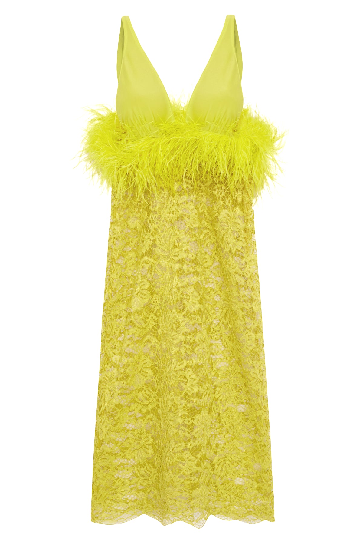 Guipure Citrus Lace Feathered Midi Dress Product