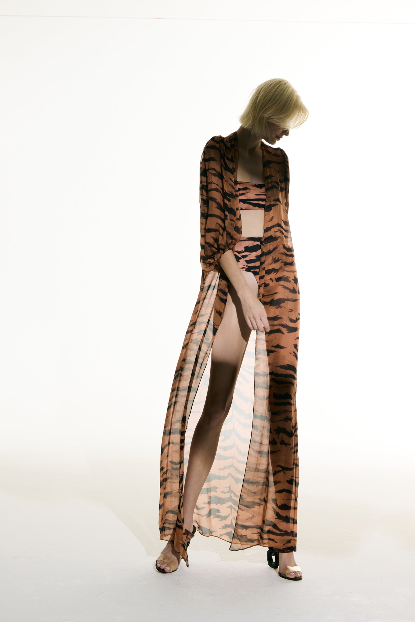 Puff Sleeve Silk Robe