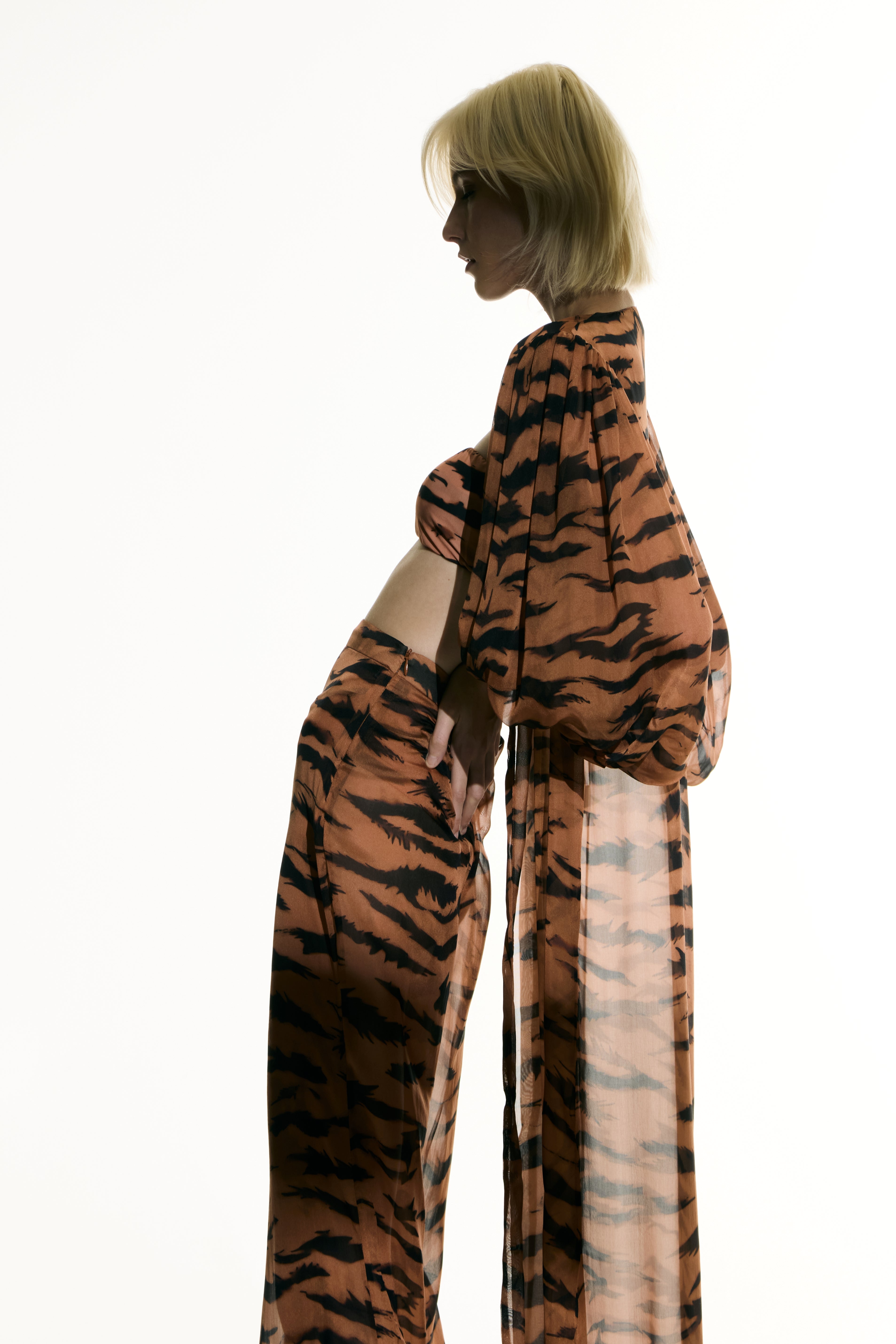 Puff Sleeve Silk Robe