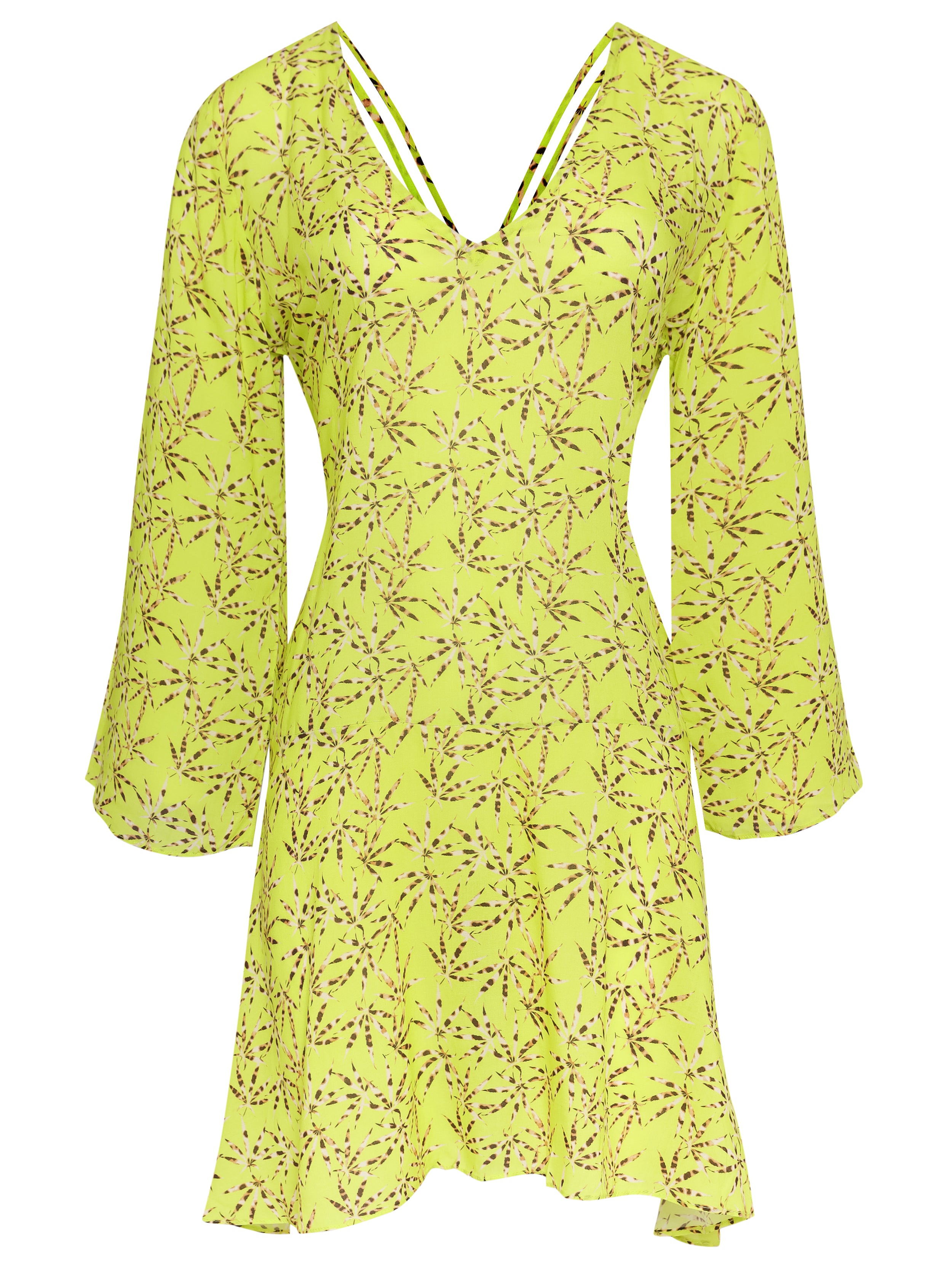 Hemp Leopard Print Yellow Short Dress Product