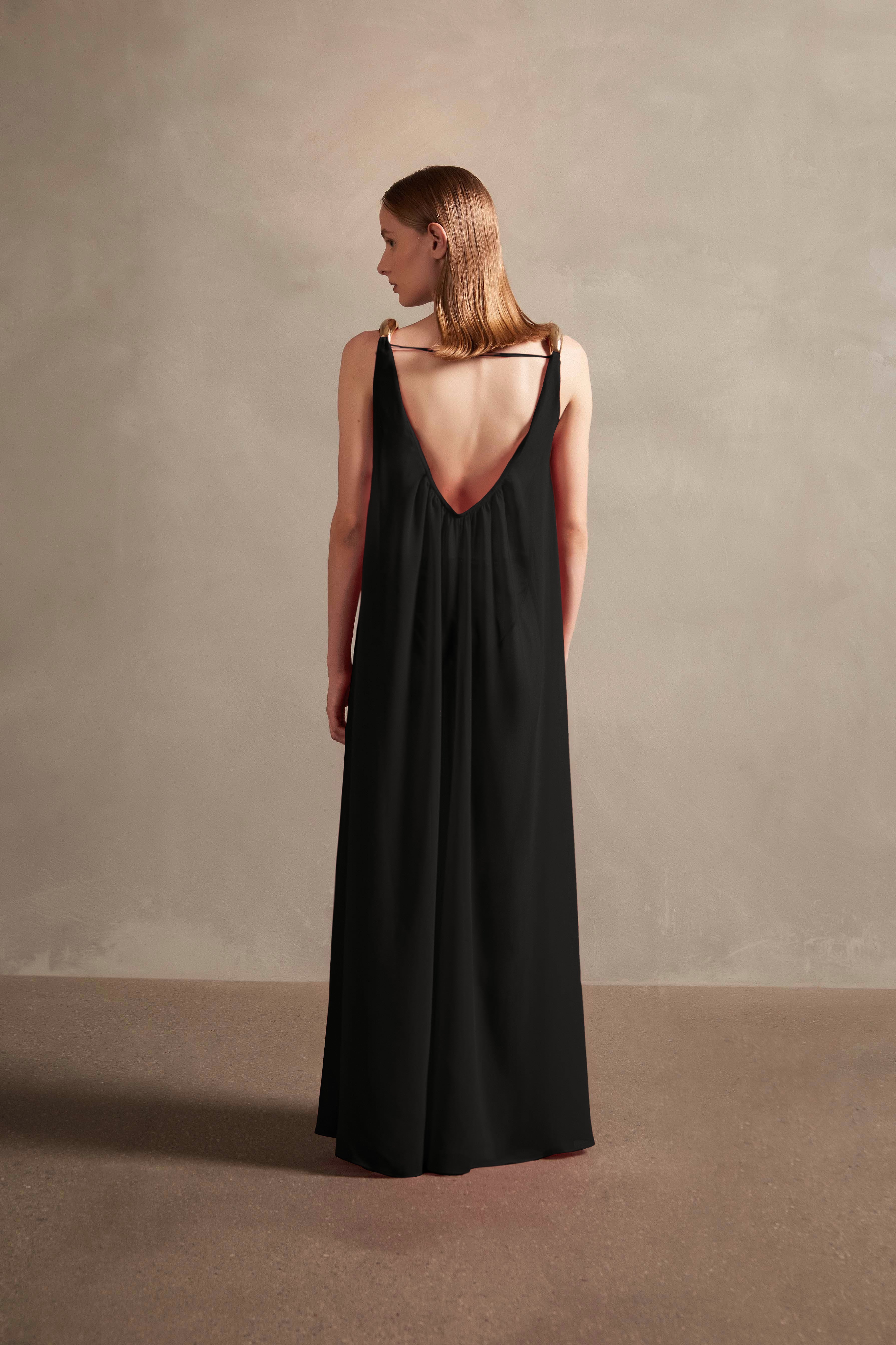 Holiday Black Long Dress Back