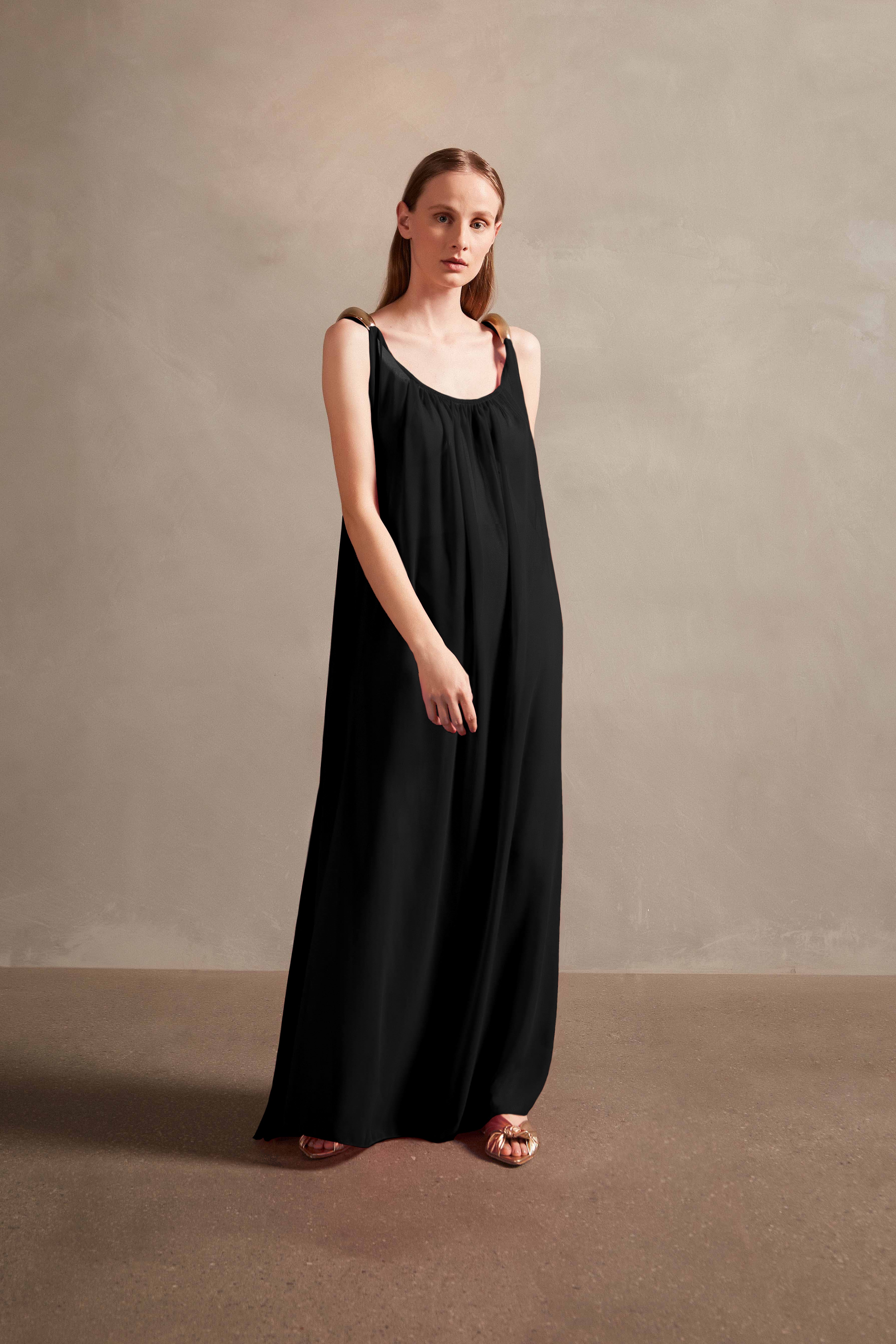 Holiday Black Long Dress Front