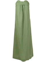 Jellyfish Green Solid Strapless Long Linen Dress Product Shot