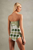 Jellyfish Strapless Swimsuit Back - off-white with green print
