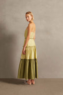 Jellyfish green degradé long cotton dress side