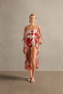 Jellyfish Strapless Swimsuit Front 2 - off-white with pink print