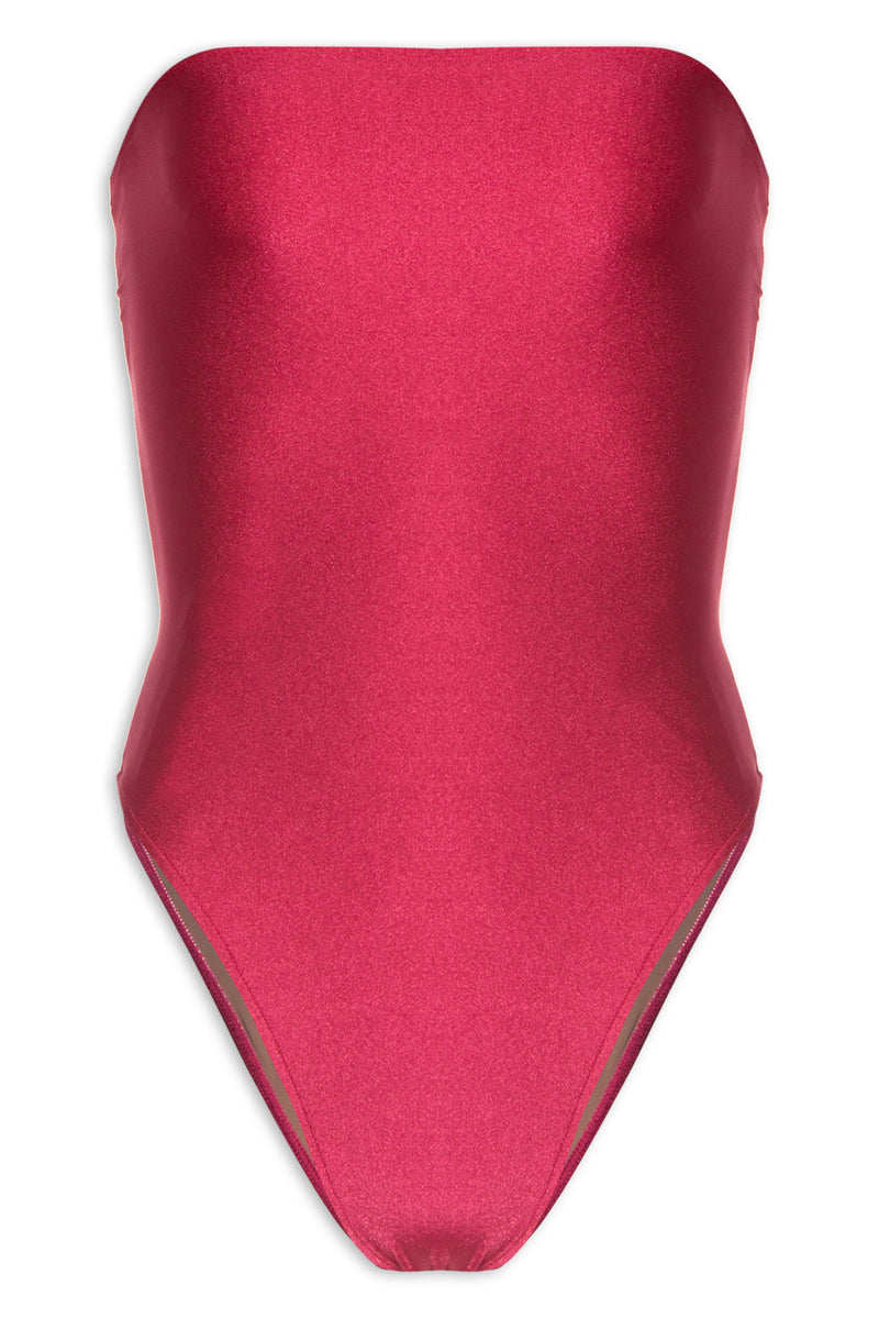 Lipstick Solid Pink Strapless Cut-Out Swimsuit Product