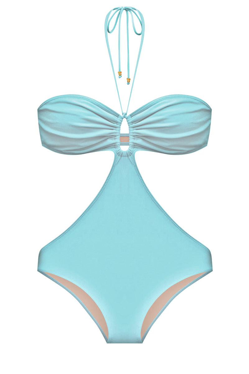 Solid Cutting Details Swimsuit