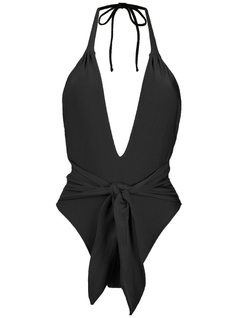 Timeless Halterneck Swimsuit With Knot