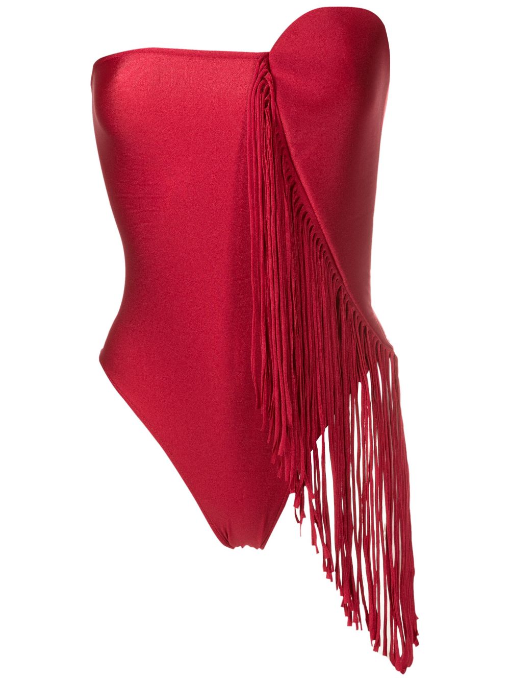 Solid Hearts Fringe Strapless Swimsuit