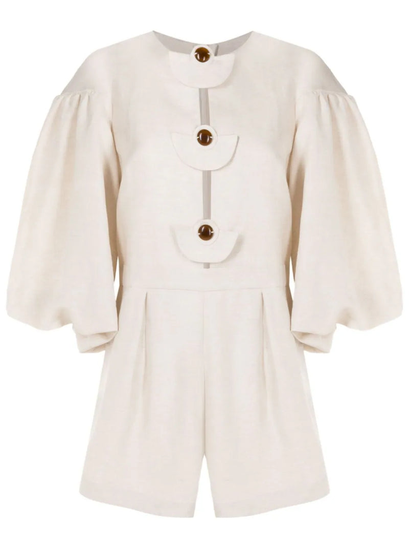Demi Pois Puff-Sleeved Playsuit