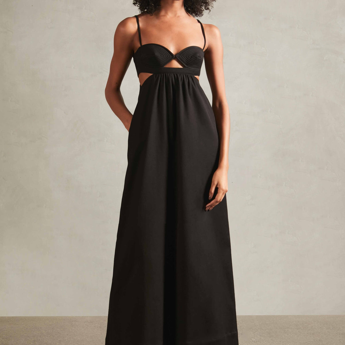 Women's Matelasse Cotton Blend Long Dress | Color: Black | Size: Large by Adriana Degreas