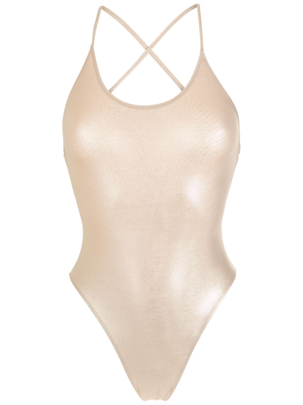 Metallic Basic Swimsuit With Crossed Straps Product