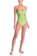 Mini Vintage Flower High-Leg Strapless Frilled Swimsuit Front