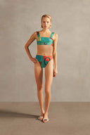 Modernism Sugarcane Green Straps High-Waisted Bikini Front