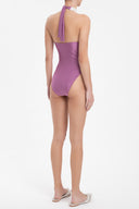 Moves Lilac High-leg Halterneck Swimsuit Back