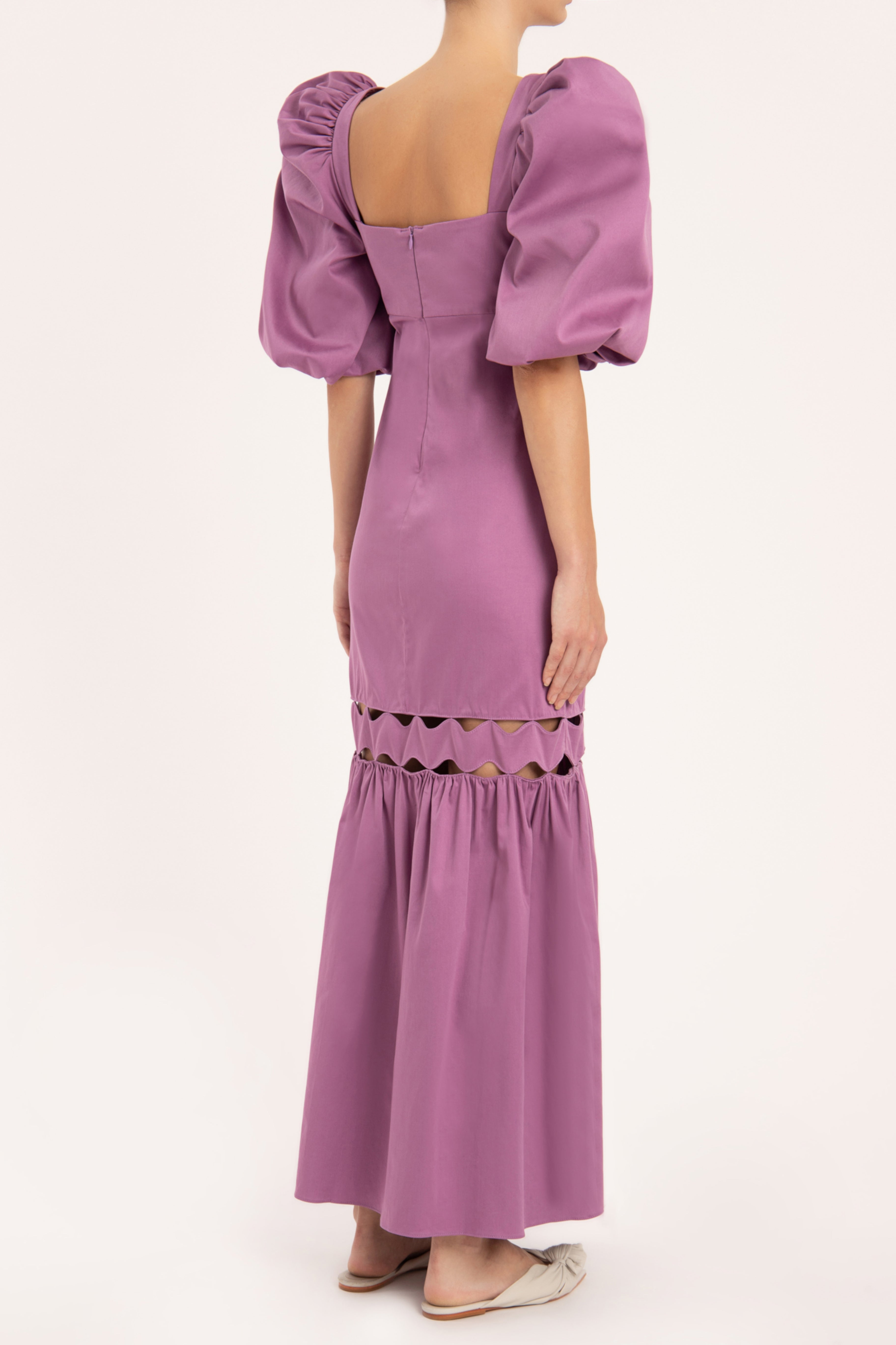 Moves Lilac Puff-Sleeved Long Dress Back