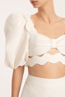 Moves Off White Puff-Sleeved Cropped Blouse Detail