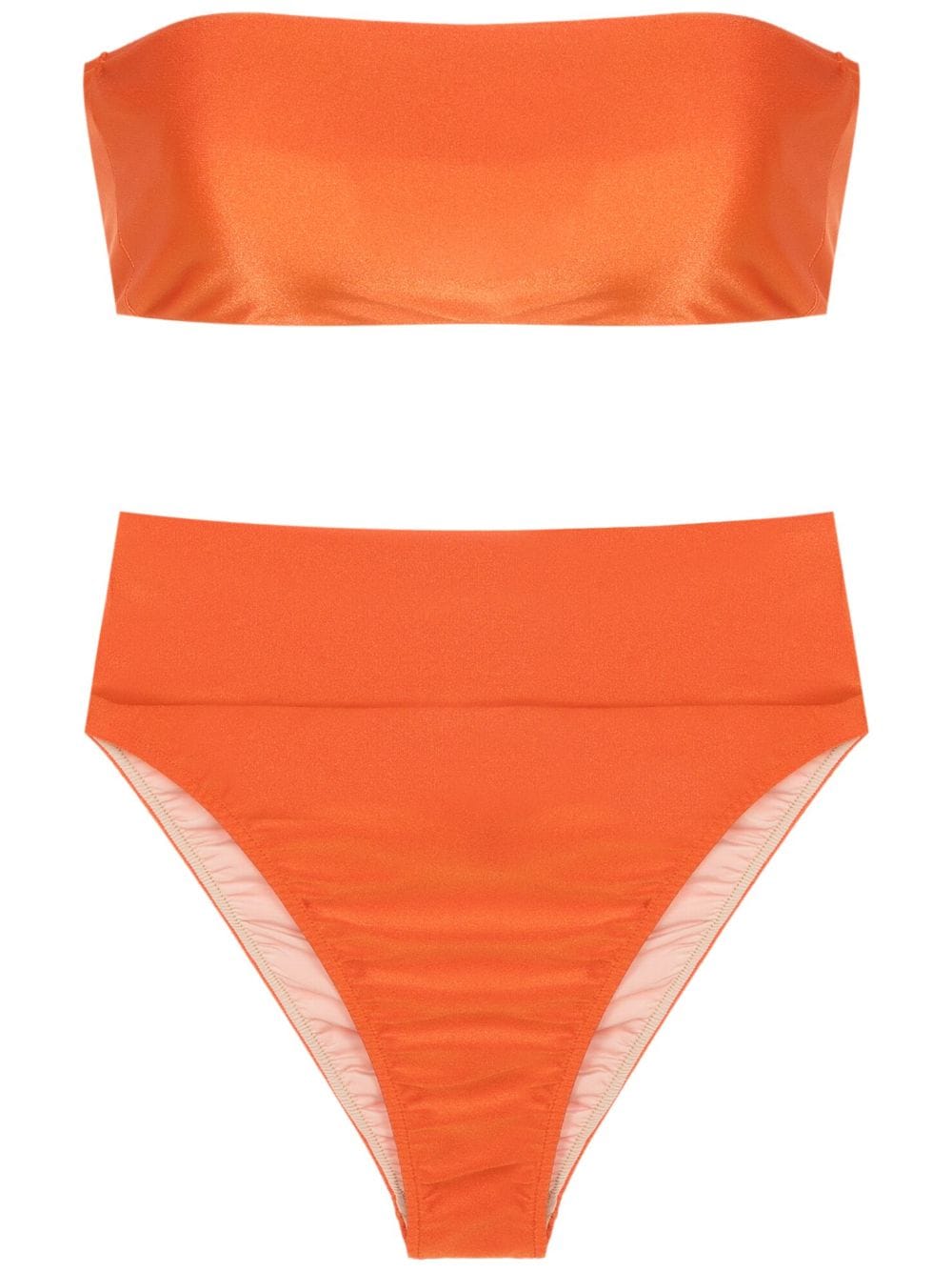 New Pois Solid Paprika High-Leg Bandeau Bikini Product