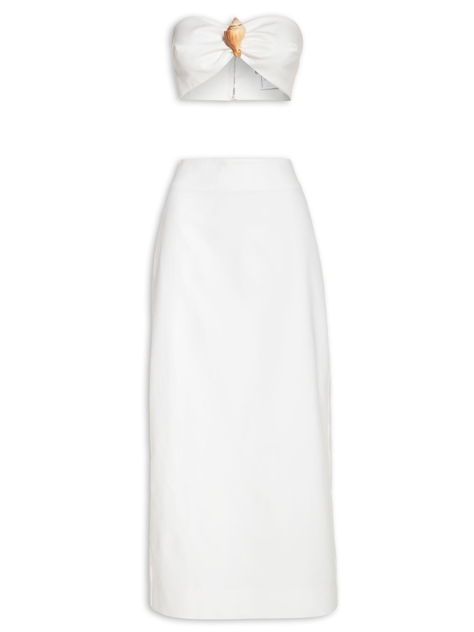 Off-White Solid Cotton Top & Skirt Set Product