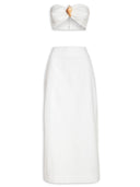Off-White Solid Cotton Top & Skirt Set Product