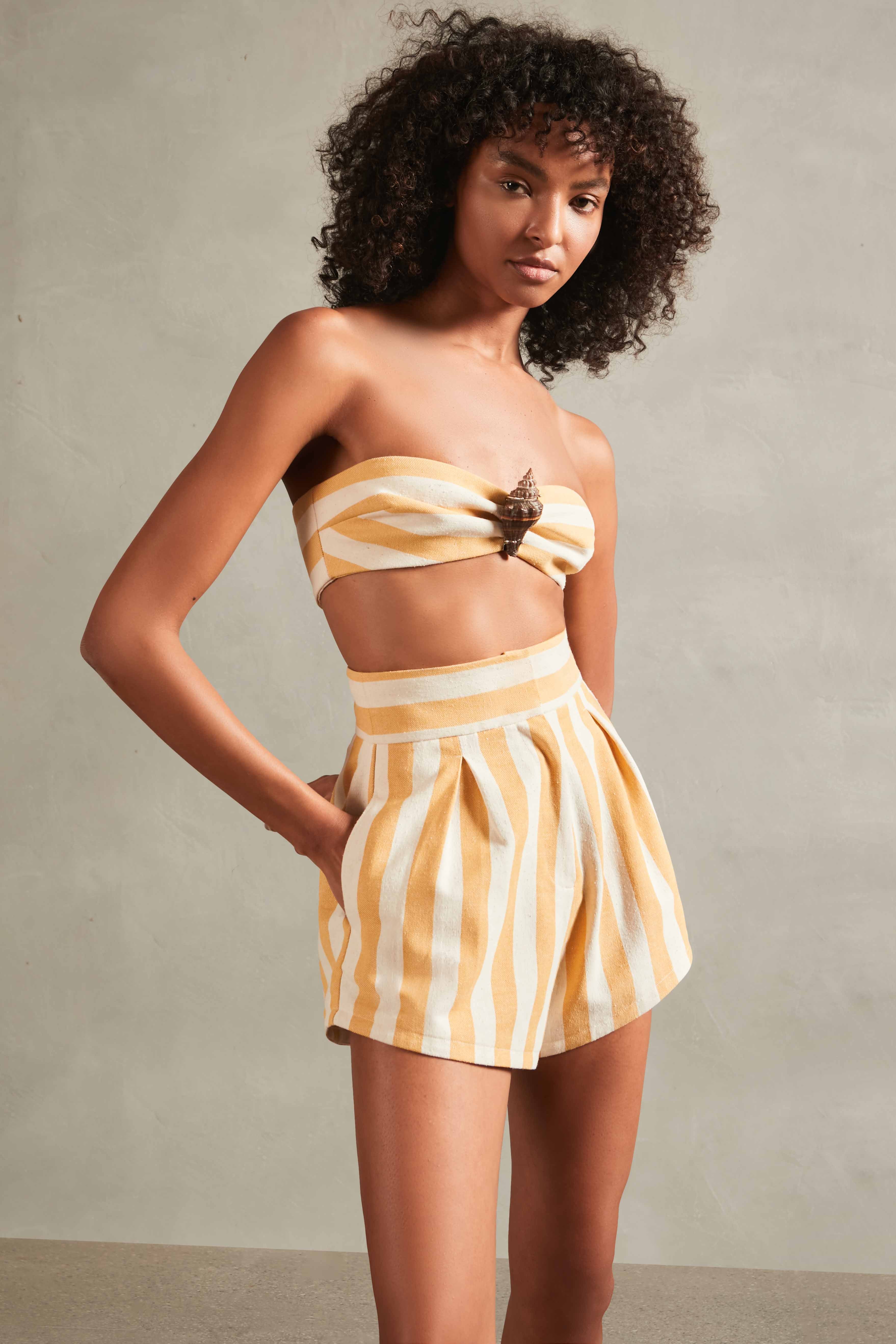 Riviera Striped Pleated Shorts