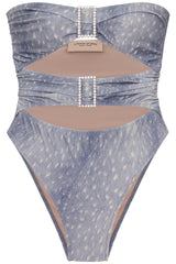Stone High-Leg Strapless Swimsuit