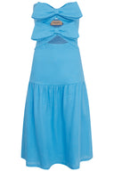 Fantasy Solid Cut-Out Strapless Dress with Bows