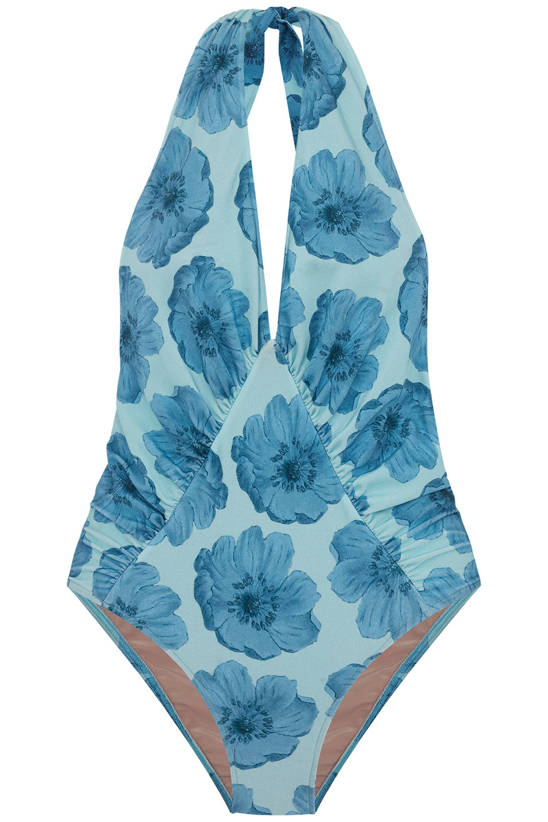 Floral Classic Halterneck Frilled Swimsuit