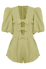 Fantasy Solid Playsuit with Bows