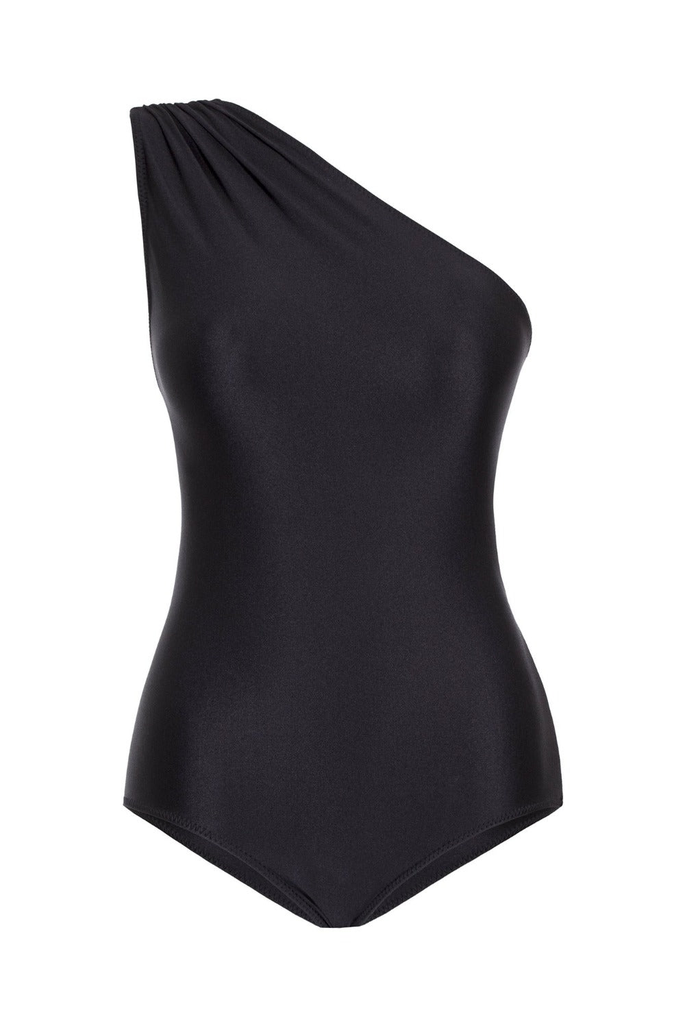 Safari Solid Black One Shoulder Swimsuit Product