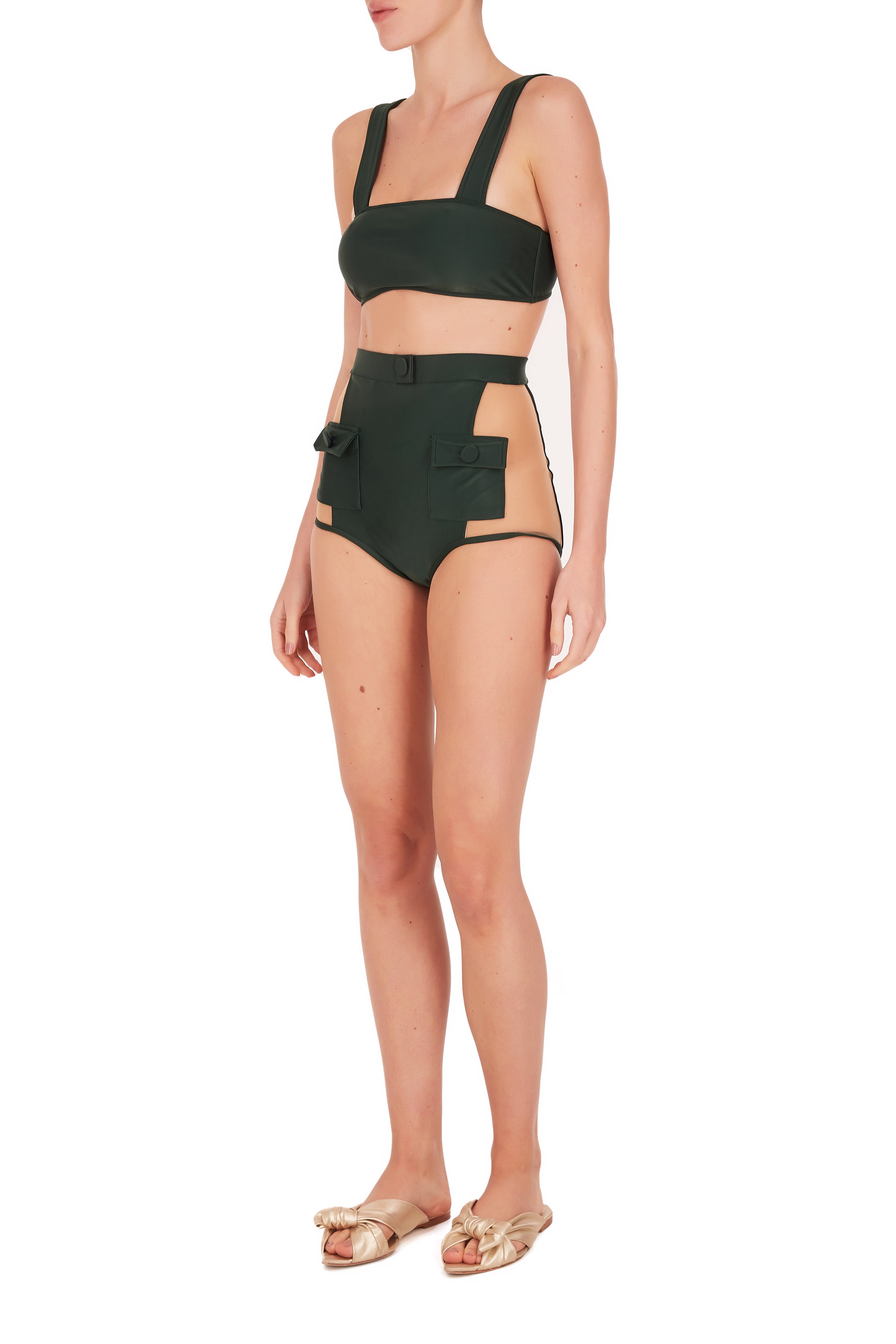 Safari Solid Hot Pants Bikini Front