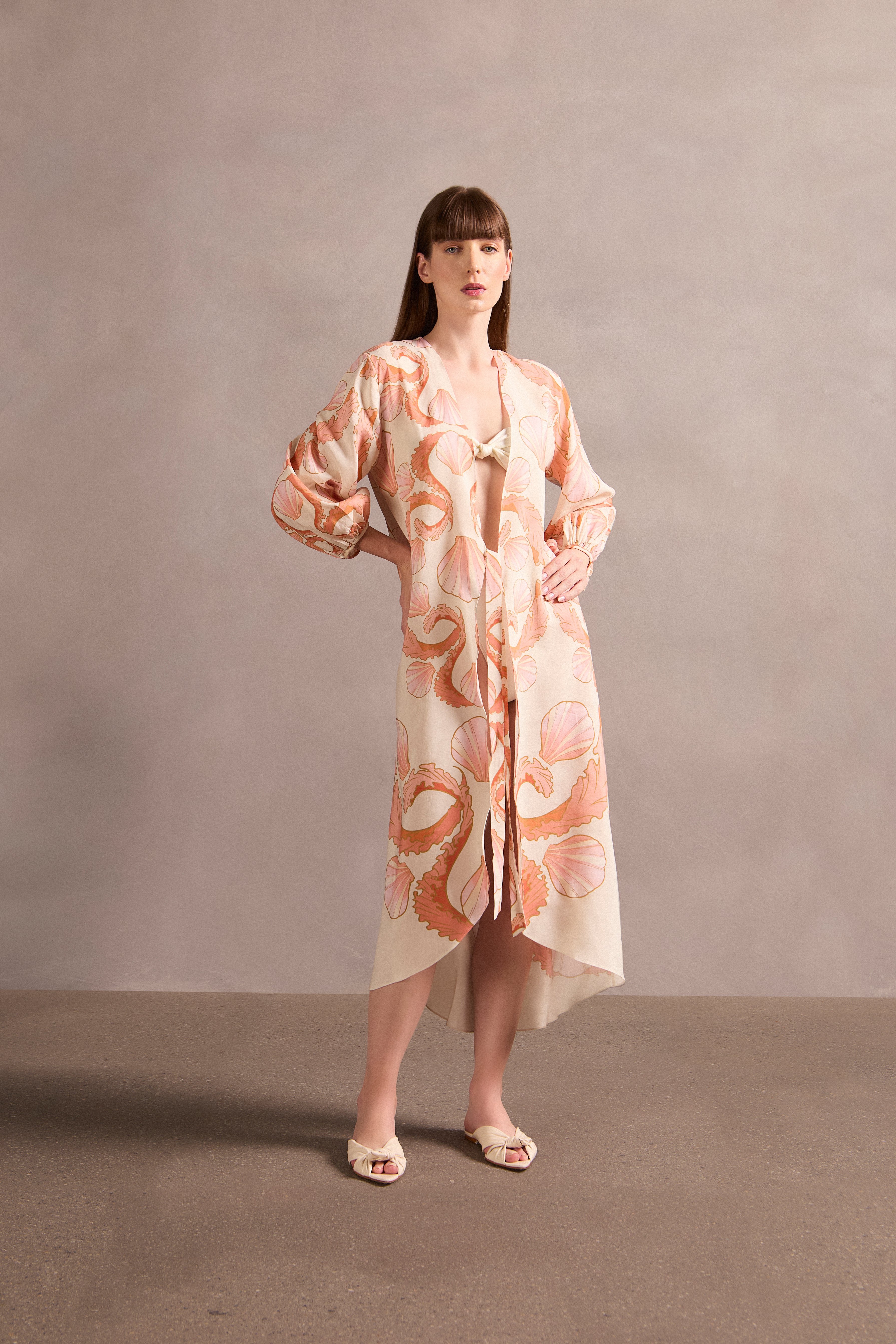 Seashell Off White Long Robe Front