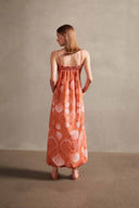 Seashell Paprika Frill Long Dress Back