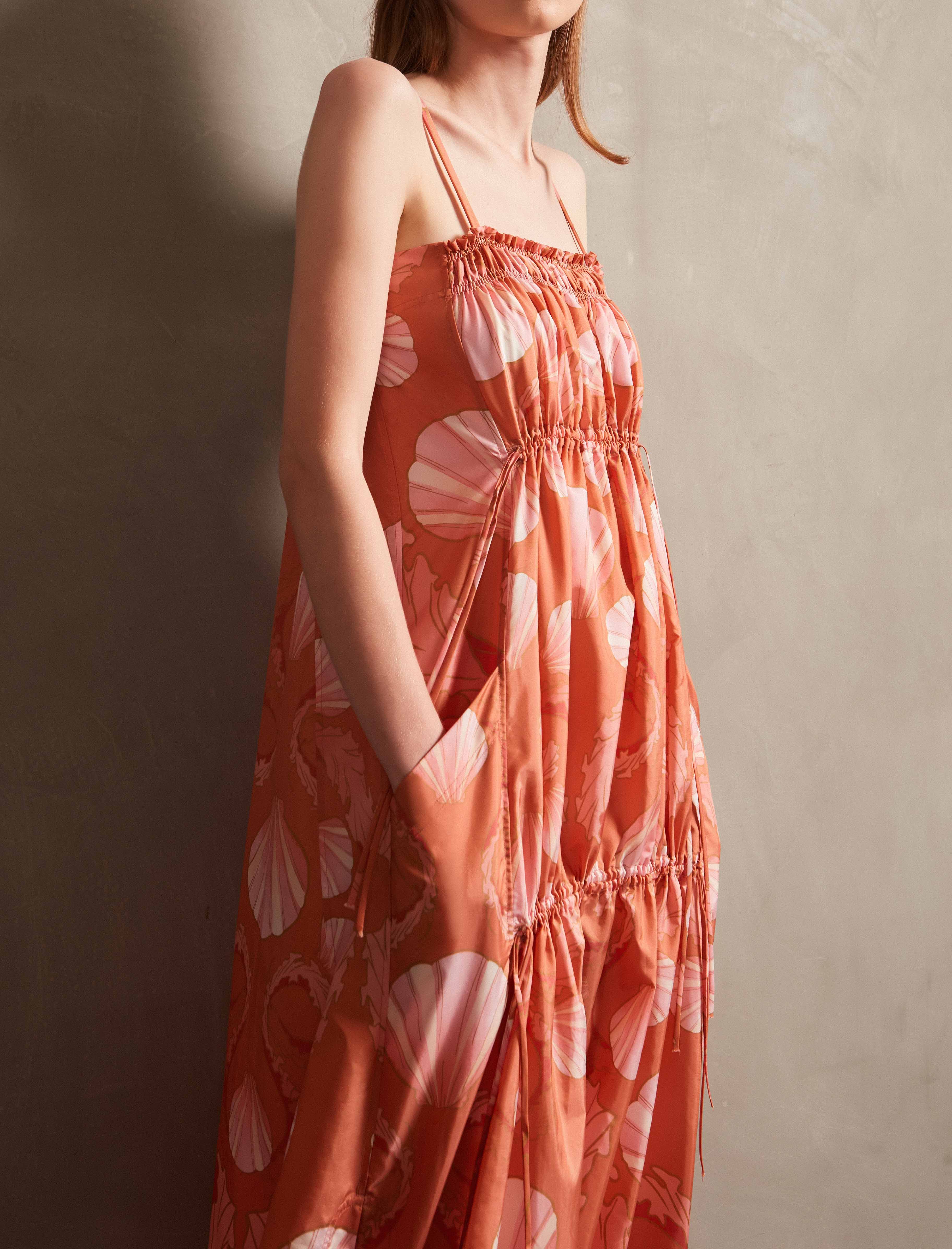 Seashell Paprika Frill Long Dress Detail