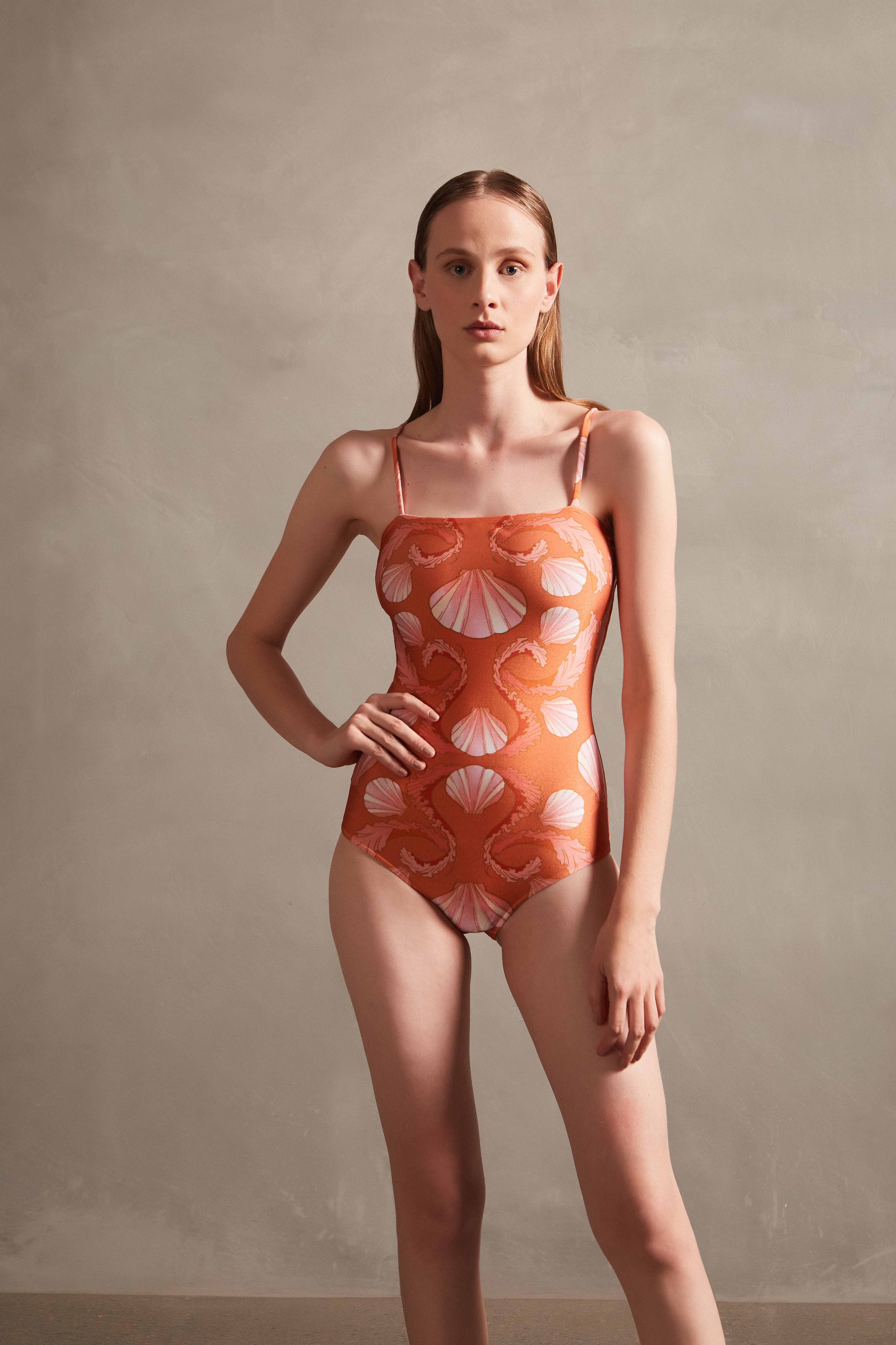eashell Paprika Swimsuit With Straps Front