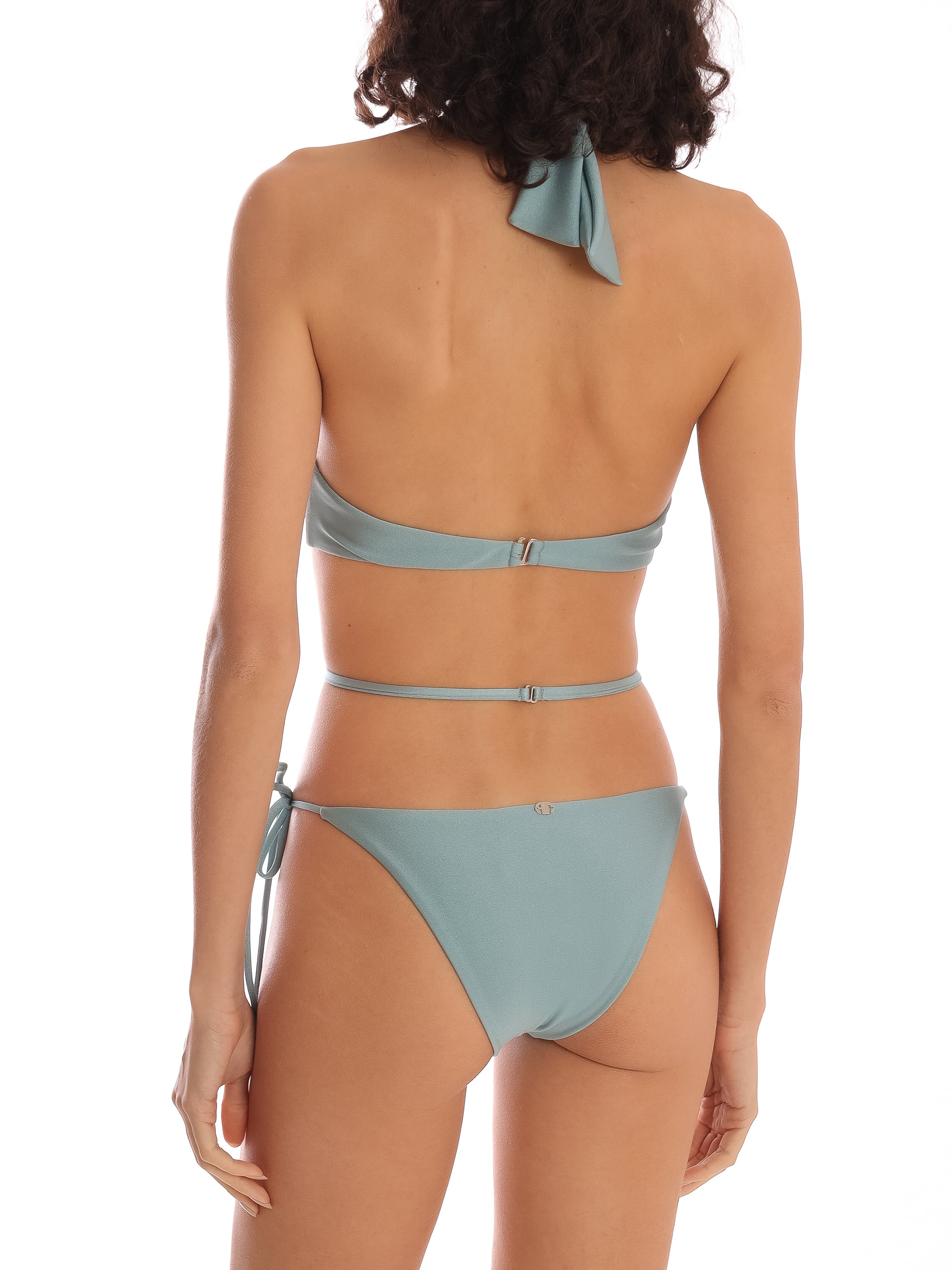 Solid Antique Blue Cut-Out Swimsuit Back