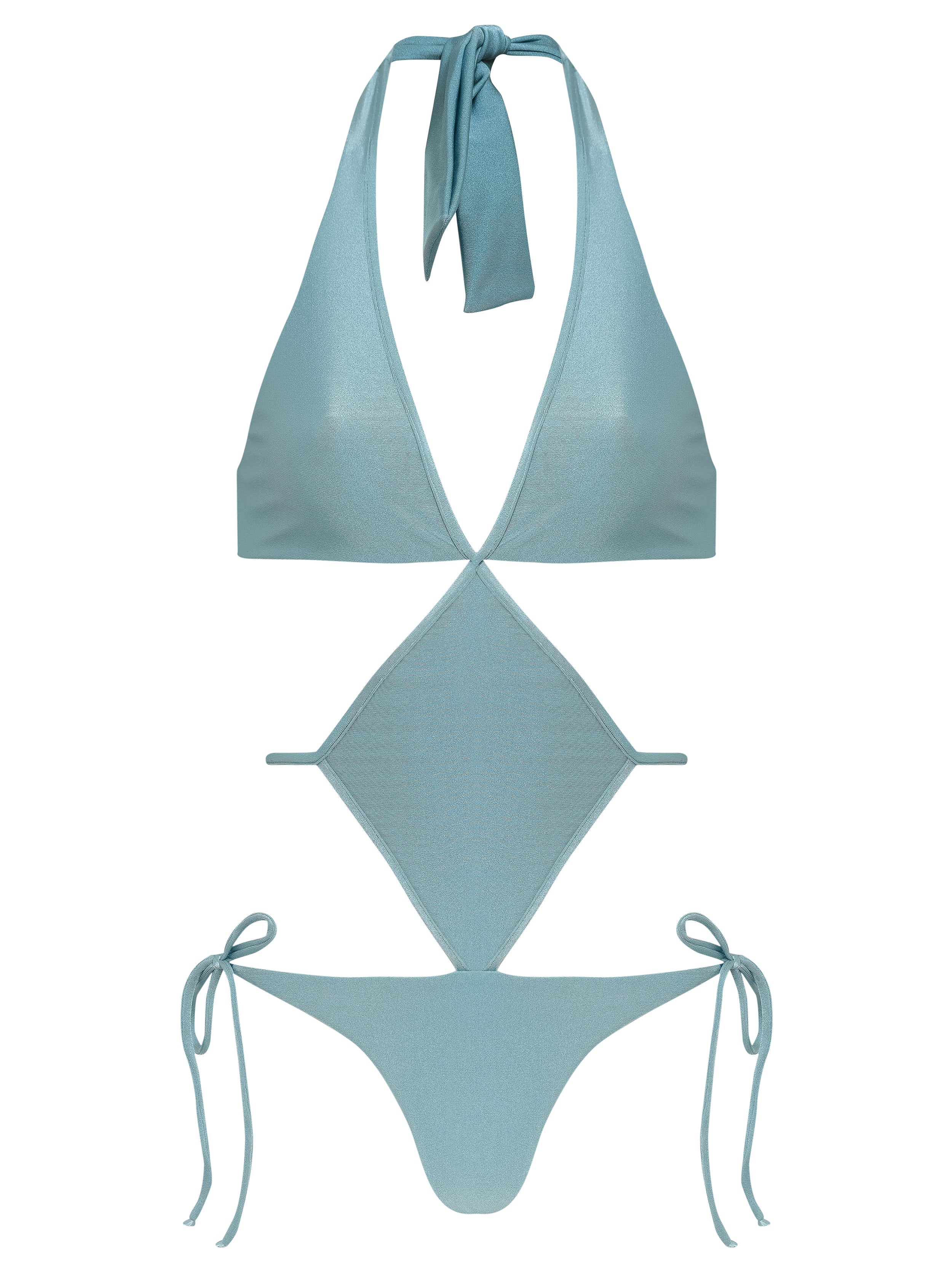 Solid Antique Blue Cut-Out Swimsuit Product