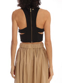 Solid Black Cut Out Detail Top Back