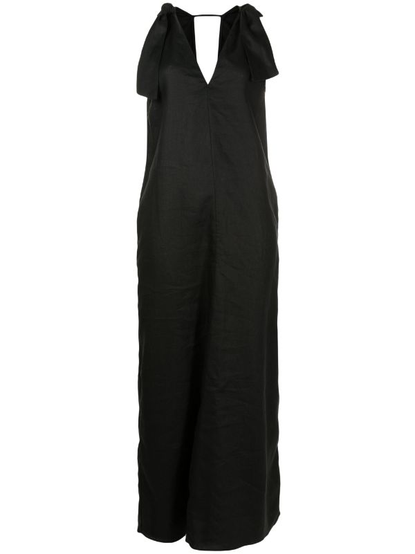 Solid Black Straps Long Dress Product