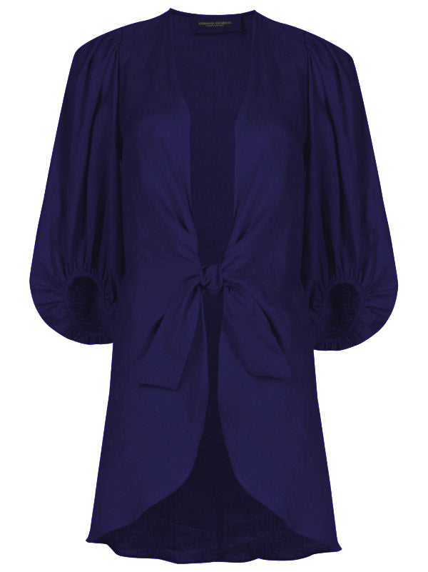 Solid Blue Navy Shirt With Voluminous Sleeves Product