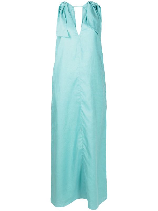 Solid Blue Straps Long Dress Product
