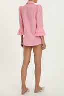 Solid Carre Vintage Pink Puff-Sleeved Shirt Back