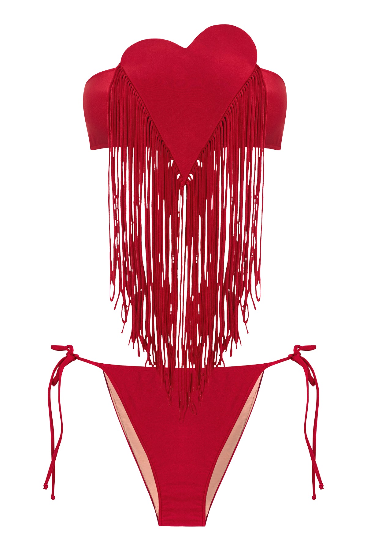 Solid Hearts Fringe Bandeau Bikini Product